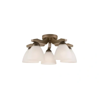 Image of Adriano Multi Arm Semi Flush Ceiling Light, Glass Shades, Sonoma, 5x E27