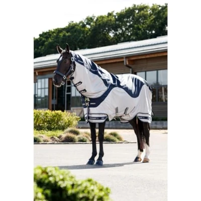Image of LeMieux Arika Shower Tek Fly Rug Waterproof Topline Hybrid Turnout UV Protection Navy 6ft6ins