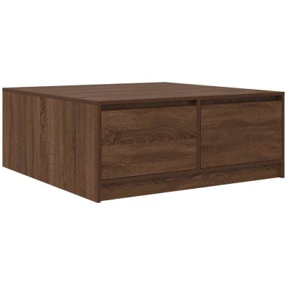Image of vidaXL coffee table with drawers brown oak engineered wood center 100x100x40 cm for living room, office, reading nook