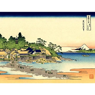 Image of Artery8 Hokusai 36 Views Fuji Enoshima Sagami Woodblock Japan Premium Wall Art Canvas Print 18X24 Inch