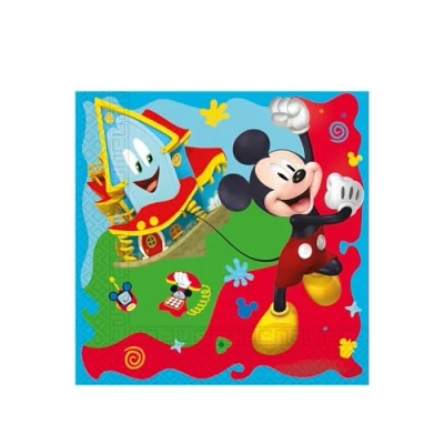 Image of Procos 93824 Disney Mickey Rock the House FSC Paper Napkins (33 x 33 cm, double veil), Pack of 20, multicolour, Mittel