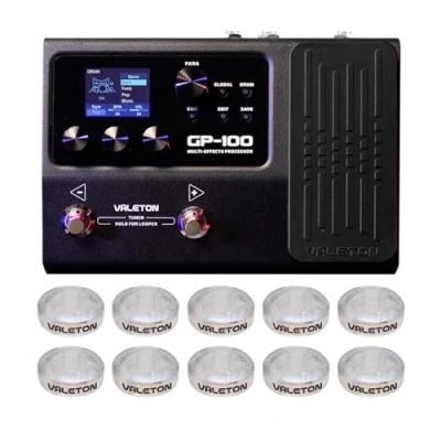 Image of Valeton Guitar Pedal Multi Effects Processor with Expression Bass Amp Modeling IR Cabinets Simulation Language Stereo OTG USB Audio Interface Footswitch Toppers GP 100