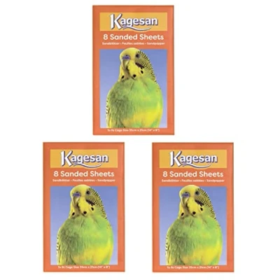 Image of 3 PACK KAGESAN ORANGE BIRD CAGE SAND PAPER SHEETS 24 35 X 21 CM 14 8