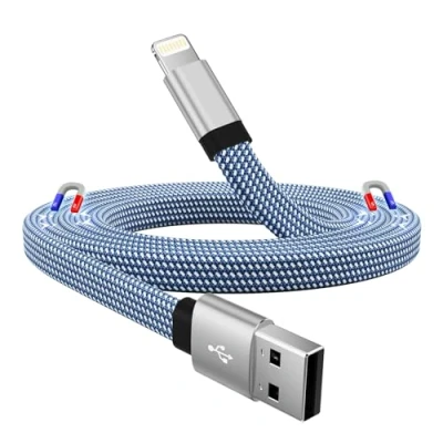 Image of Magtame Magnetic Coiled Lightning Cable, 1M iPhone Charger Cord Nylon Braided High Speed Transfer Cord, MFi Certified Compatible with 14 13 12 11 Pro MAX XS XR X 8 SE Flat