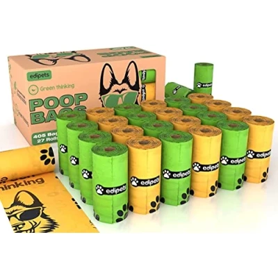 Image of Edipets, Poo Bags Dogs, Biodegradable, 405 or 540 Count, Extra Thick, Leakproof, Sacks for Pets, not Scented (27 Rolls Count)