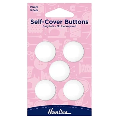 Image of Hemline H475.22 White Nylon Self Cover Button Snap On Back Plate 22mm 5 sets