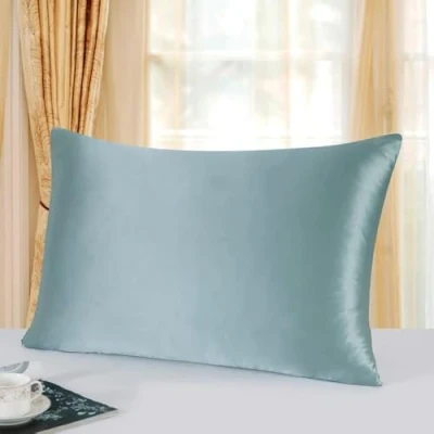 Image of townssilk 100% Pure Mulberry Silk Pillowcase for Hair and Skin Health on Both Sides 1 Piece 40 x 70 cm Size Pillow Case Aquagreen