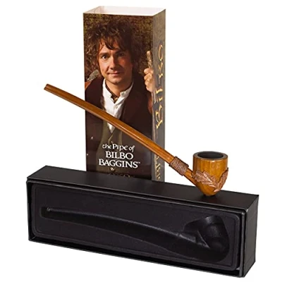 Image of The Noble Collection Hobbit Bilbo Baggins&#039; Pipe 9in (23cm) Functional Prop Replica Officially Licensed Film Set Movie Props Replicas Gifts
