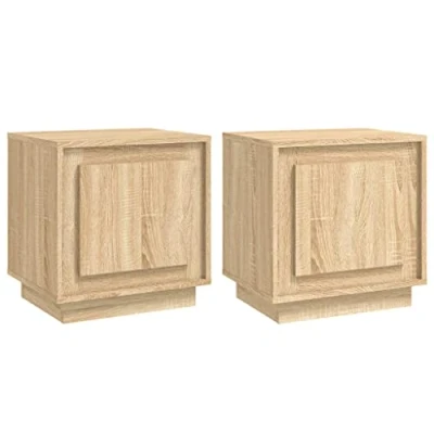 Image of vidaXL Bedside Cabinets 2 pcs in Sonoma Oak, Designed with Durable Engineered Wood, Versatile for Living Room, Bedroom, and Study