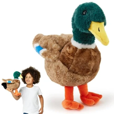 Image of Zappi Co Mallard Duck Plush Toy (30cm) Bright, Cuddly Duck, Eco Friendly, Ideal for Children&#039;s Imaginary Pond Play, Made from 100% Recycled Material