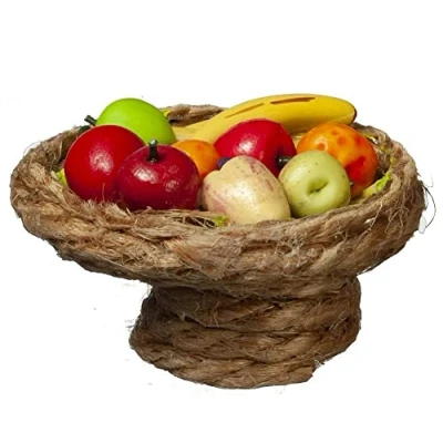 Image of Melody Jane Dolls House Fresh Fruit in Woven Basket 1:12 Kitchen Living Dining Accessory