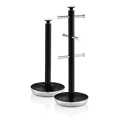 Image of Swan SWKA1054BN Retro Towel Pole and Mug Tree, Black