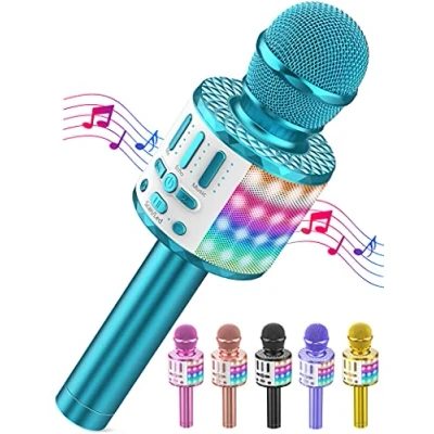 Image of Wireless Microphone with Lights, Karaoke Bluetooth for Kids Adults, Portable Toy Mic Speaker Machine, Home KTV Player Support Phone/Pad/TV Party Singing, Boys Girls Best Gifts