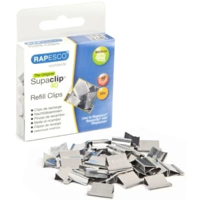 Image of Rapesco RC4050SS Supaclip 40 Stainless Steel Refill Clips, Pack of 50