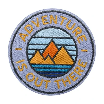Image of Adventure Collection: is Out There Iron on Patch Hiking Outdoor Embroidery Patch, Patches, Mountain ironable Hiker Backpacks Badges Finally Home