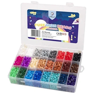Image of La Manuli Ironing Beads Midi Fuse Kit (5mm) 4500 Pieces in 24 Dark Colours, Assorted + Organiser