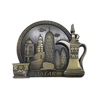 Image of 3D Qatar Refrigerator Fridge Magnet Tourist Souvenirs Handmade Metal Craft Magnetic Stickers Home Kitchen Decoration Travel Gift