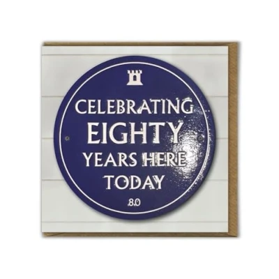 Image of Brainbox Candy Funny 80th Birthday Card &#039;Celebrating 80 Years&#039; Quality Embossed Cheeky Age For Him Her Men Women Friends Family