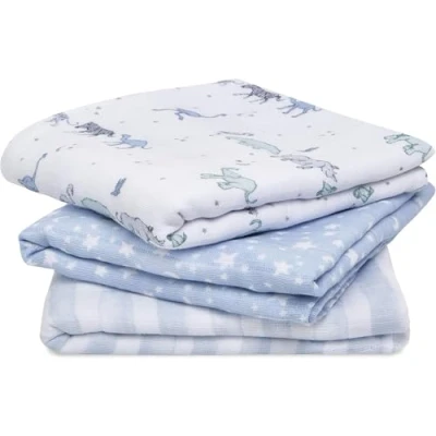 Image of aden + anais 100% Cotton Muslin Musy Squares, Multi use Baby Cloths for Girls &amp; Boys, 70x70cm, Ideal Newborn Infant Nursing Set, Perfect Shower Gifts, 3 Pack, rising star