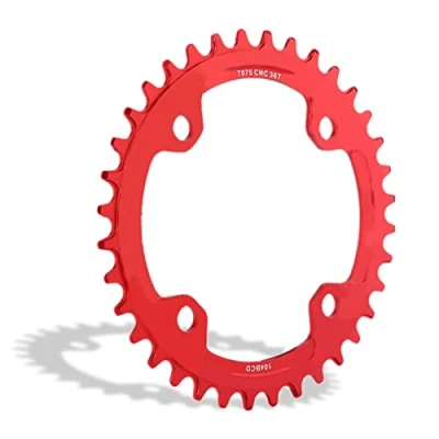 Image of Bike Chainring, 32/34/36/38T BCD 104 Mountain Steel Single Crank Chain Ring Repair Parts, Speed Chainring Suitable for Most Bicycle Road (36T Red)