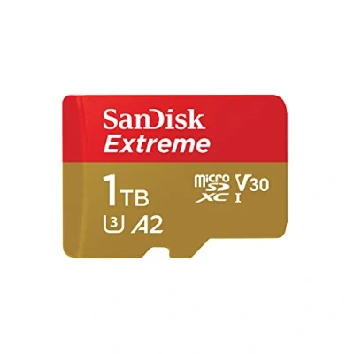 Image of SanDisk 1TB Extreme microSDXC card +SD adapter, microSD for smartphones, action cameras, drones, V30, up to 190 MB/s, QuickFlow Technology, RescuePro Deluxe, UHS I, 4k, A2, C10, U3