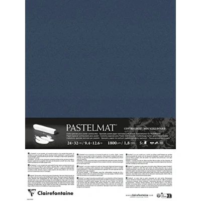 Image of Clairefontaine 796014C Laminated Paper Pastelmat 5 Sheets Special Card for Dry Pastels 24x32 cm 360g 1.8 mm Dark Blue
