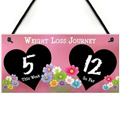 Image of RED OCEAN Weight Loss Tracker Chalkboard Journey Gift Hanging Plaque Slimming World Sign