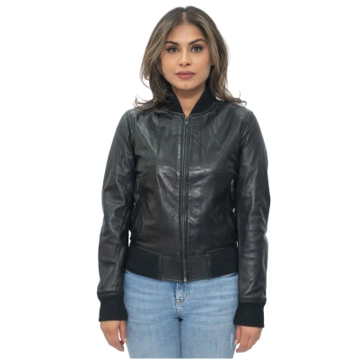 Image of Infinity Leather Womens MA 1 Bomber Jacket Abbotsford Black Size 10 UK
