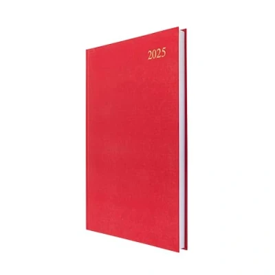Image of Collins Essential 2025 Eco Friendly Diary A4 Day to a Page Business Planner with Leathergrain Hardback Cover and Recycled Paper Red E ESSA41.15 25
