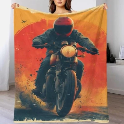 Image of NOTCARE Motorbike Fleece Blanket Soft And Breathable Bedding 3D Flannel for Kids Teens Adults Gift 50x60inch(127x152cm)