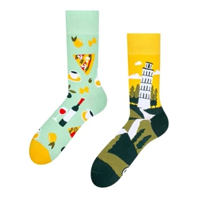 Image of Dedoles Unisex Socks for Women, Men &amp; Kids Cotton Funny Designs Football Bicycle Horses Plants Firefighter Gift Mismatched, Design: Italy, Colour: Multicolour, Size: 8 9.5 W / 9 11 M UK