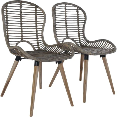 Image of vidaXL Dining Chairs 2 pcs Brown Natural Rattan