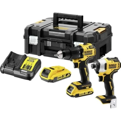 Image of Dewalt DCK2062D2T 18 V/2 Ah Battery Combination Pack (Consisting of: Cordless Impact Drill (Brushless) DCD709 and Wrench DCF 809, Includes 2 Batteries, Quick Charger, TSTAK
