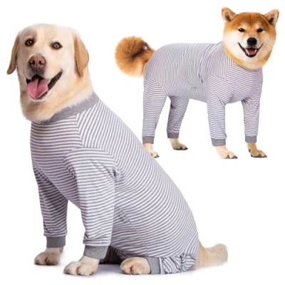 Image of Yeapeeto Dog Onesie Surgery Recovery Suit for Large Medium Bodysuit Dogs Pajamas PJS Full Body Shedding, Allergy, Anti Licking, Wound Protection, Cone Alternative (2XL, Grey)