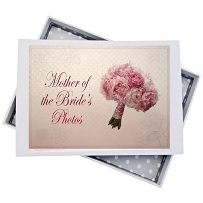 Image of White Cotton Cards Mother of The Bride Wedding, Mini Photo Album, Bouquet, Board, 12.5 x 17.5 2.5 cm