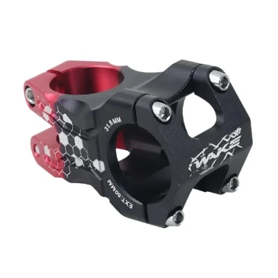 Image of FOMTOR 31.8 Bike Stem 50mm, MTB Mountain Short Handlebar Aluminum Alloy, for Road Bike, MTB, BMX, Cycling Fixie Gear (Black Red)