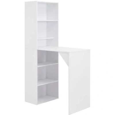 Image of vidaXL Bar Table with Cabinet White 115x59x200 cm