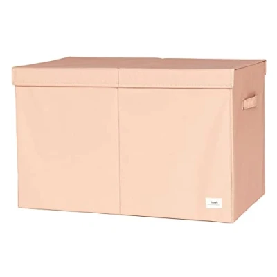Image of 3 Sprouts Recycled Fabric Toy Chest Storage Box Extra Large Box, Sturdy Bins Kids Organizer for Bedroom Toybox Basket with Lid Kids, Toddlers, Boys, Girls Solid Clay
