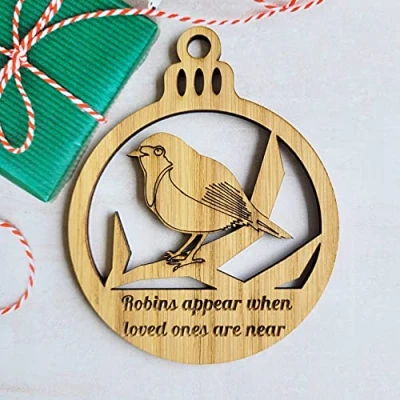 Image of Robins appear when lost loved ones are near Sad Memorial Christmas Tree Bauble Decoration Gift