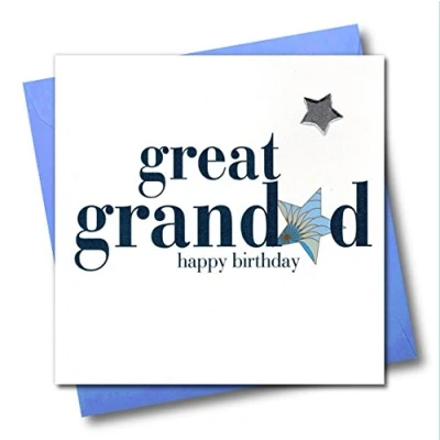 Image of Claire Giles Hearts and Stars Happy Birthday Great Granddad Card,White