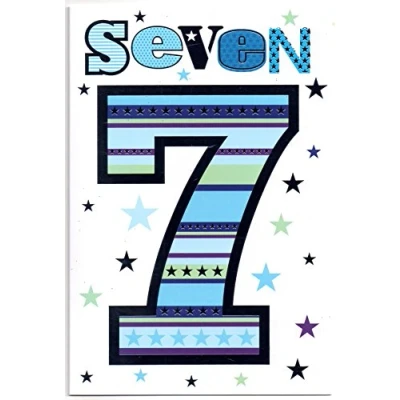 Image of Children&#039;s Birthday Card for Seven (7) Year Old Boy Free 1st Class Post (UK)