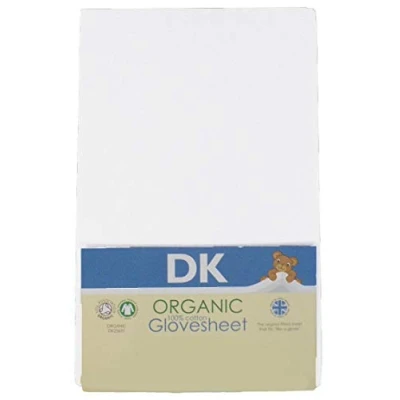 Image of DK Glovesheets Organic Cotton Fitted Cot Sheet, White, 83cm x 50cm