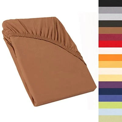 Image of CelinaTex Fitted Sheet, Cotton, Chocolate Brown, Topper 90x200 100x200 cm
