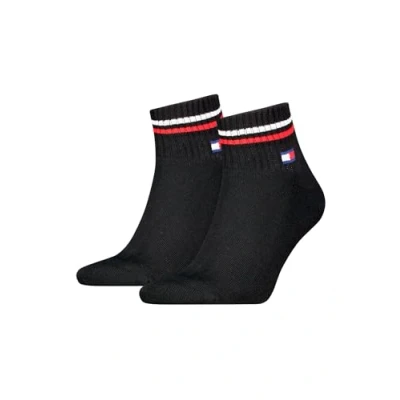 Image of Tommy Hilfiger Unisex Quarter Socks, Black, 6 8 UK