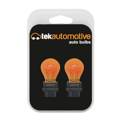 Image of Tek Automotive 183 PY27/7W Amber Car Bulbs Indicator Light 3157A Orange 12V 27/7W W2.5x16Q Twin Pack