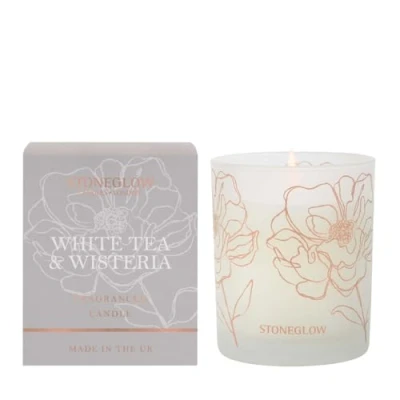Image of Stoneglow Day Flower White Tea &amp; Wisteria Boxed Candle In Glass Tumbler