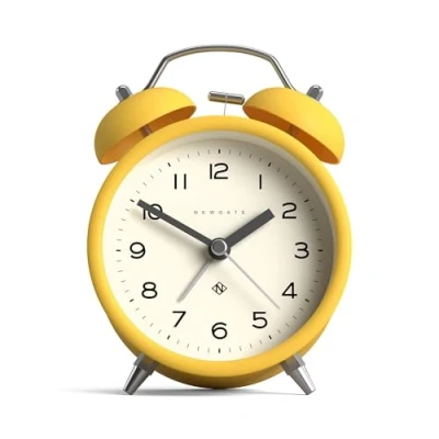 Image of NEWGATE ® Charlie Bell Echo Alarm Small contemporary Bedside Clock Bedroom Accessories Clocks Desk Mantel Arabic numerals (Yellow)