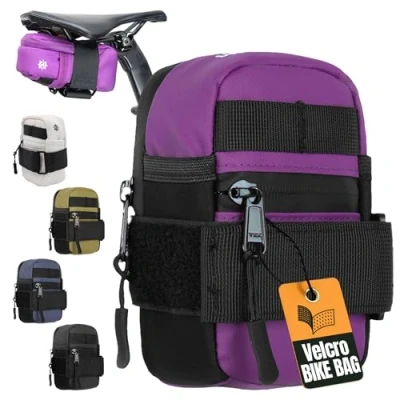 Image of Lumiere &amp; Co. Bike Seat Bag, Bicycle Saddle Cycling Pack, Mountain Road Bag (Purple)