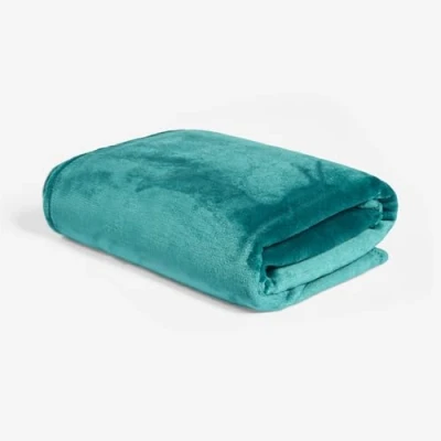 Image of Brentfords Sofa Throw Blanket, Ultra Soft Warm Cosy Plain Teal Fleece Blanket for Bed Lightweight Fluffy Decorative Throws Sofas Large Double Bedspread, 150 x 200cm