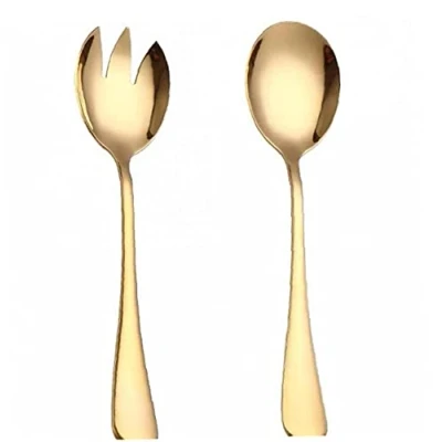 Image of Ruluti 2pcs Salad Spoon Fork Stainless Steel Cutlery Set Serving Color Tableware Kitchen Accessories